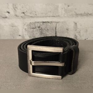 Custom Leather Black Leather Belt With Silver Buckle